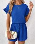 Britt | Casual set met rimpeling en knoopdetails