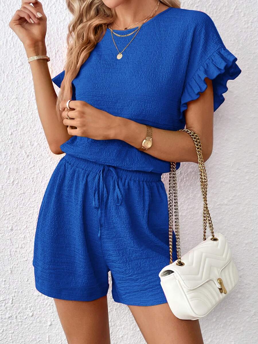Britt | Casual set met rimpeling en knoopdetails