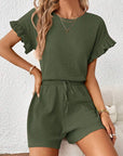 Britt | Casual set met rimpeling en knoopdetails