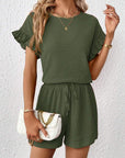 Britt | Casual set met rimpeling en knoopdetails