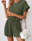 Britt | Casual set met rimpeling en knoopdetails
