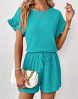 Britt | Casual set met rimpeling en knoopdetails