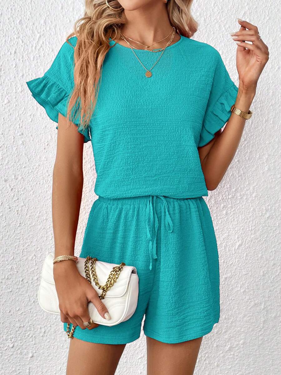 Britt | Casual set met rimpeling en knoopdetails