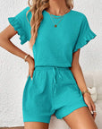 Britt | Casual set met rimpeling en knoopdetails