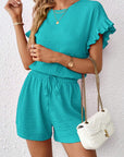 Britt | Casual set met rimpeling en knoopdetails