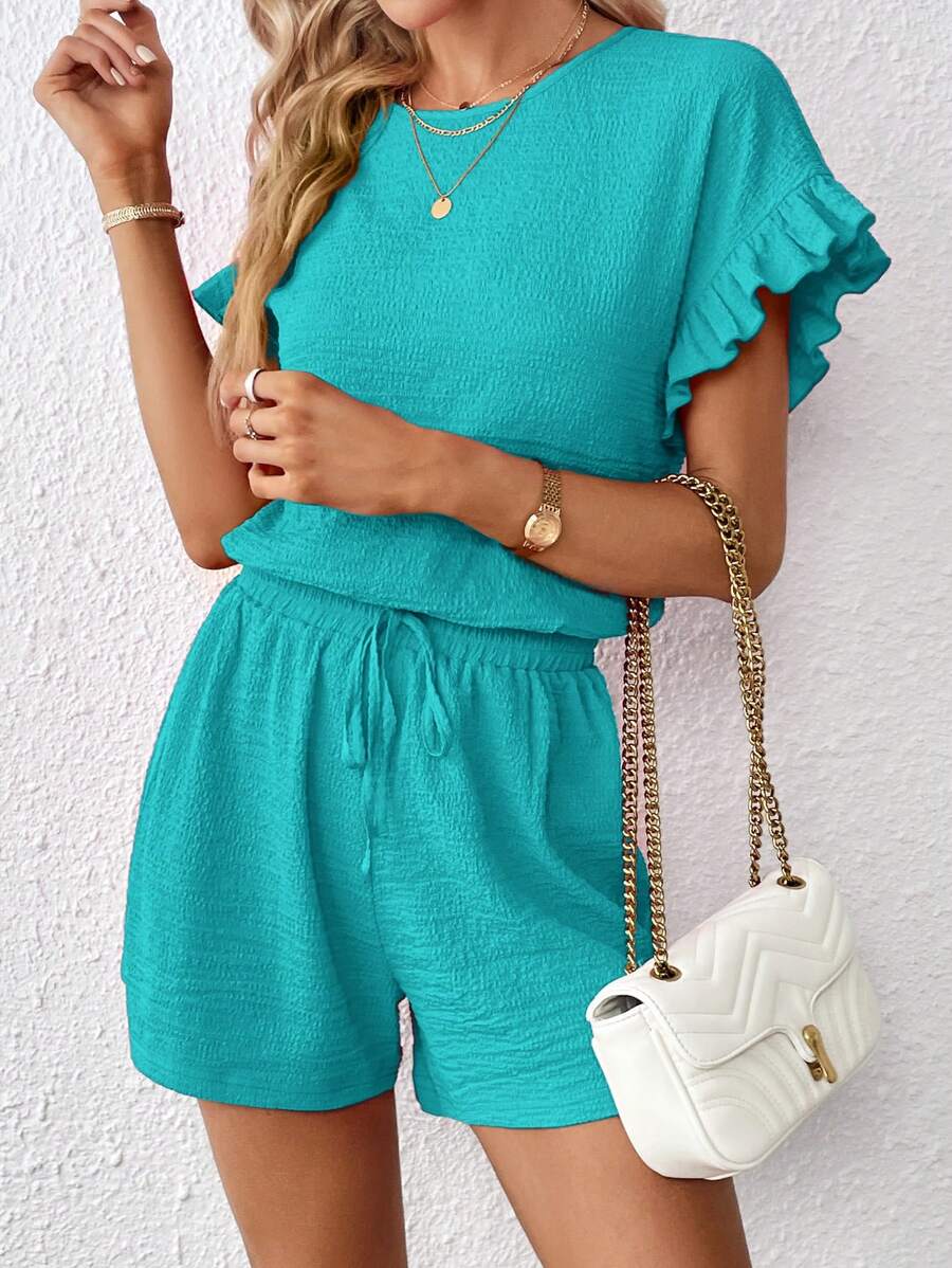 Britt | Casual set met rimpeling en knoopdetails