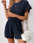 Britt | Casual set met rimpeling en knoopdetails