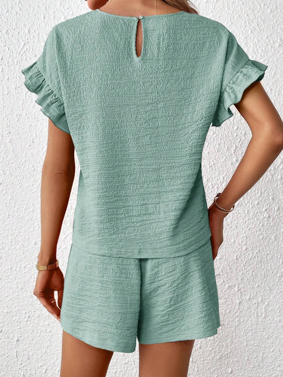 Britt | Casual set met rimpeling en knoopdetails