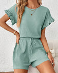 Britt | Casual set met rimpeling en knoopdetails