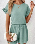 Britt | Casual set met rimpeling en knoopdetails