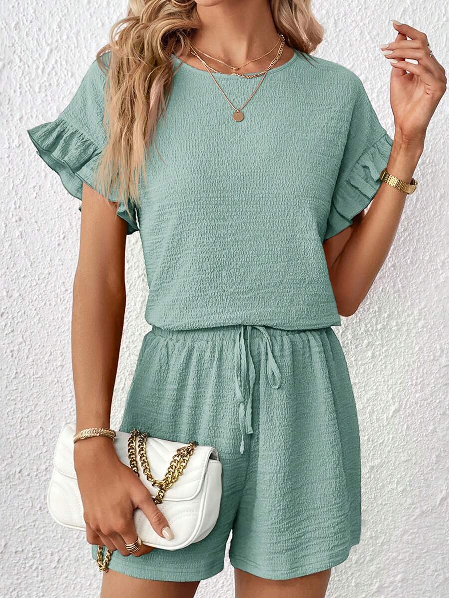 Britt | Casual set met rimpeling en knoopdetails
