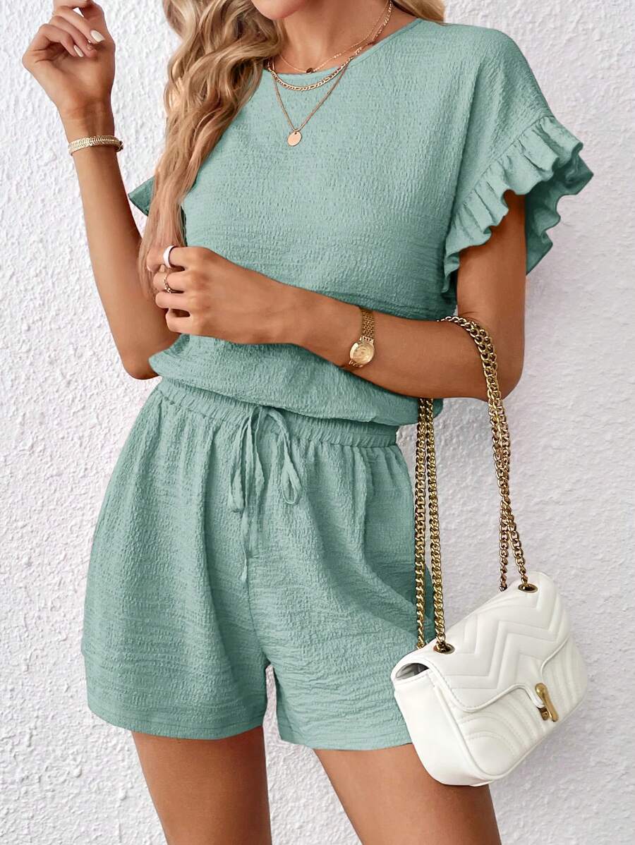 Britt | Casual set met rimpeling en knoopdetails