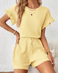 Britt | Casual set met rimpeling en knoopdetails
