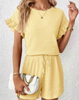 Britt | Casual set met rimpeling en knoopdetails