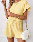 Britt | Casual set met rimpeling en knoopdetails