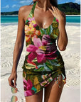 Fiesta – Grafische bloemen tankini met short, effect platte buik