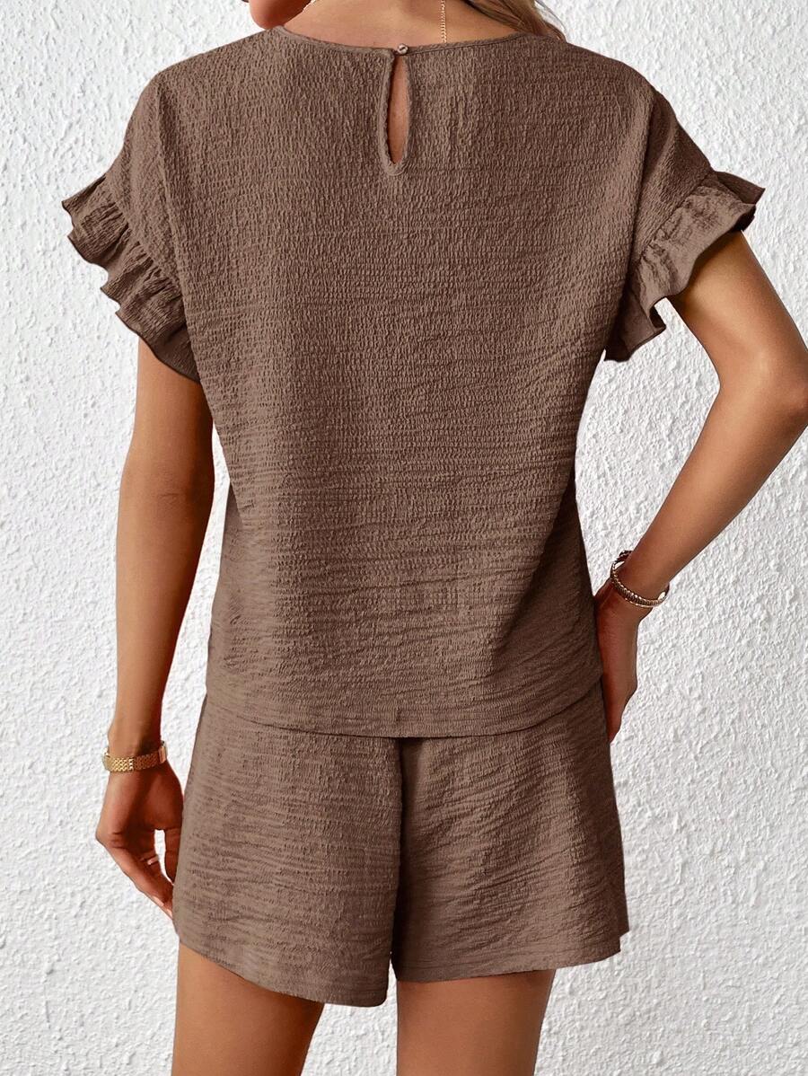 Britt | Casual set met rimpeling en knoopdetails