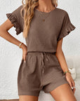 Britt | Casual set met rimpeling en knoopdetails