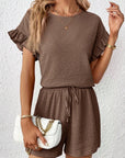 Britt | Casual set met rimpeling en knoopdetails