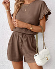 Britt | Casual set met rimpeling en knoopdetails