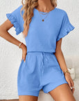 Britt | Casual set met rimpeling en knoopdetails