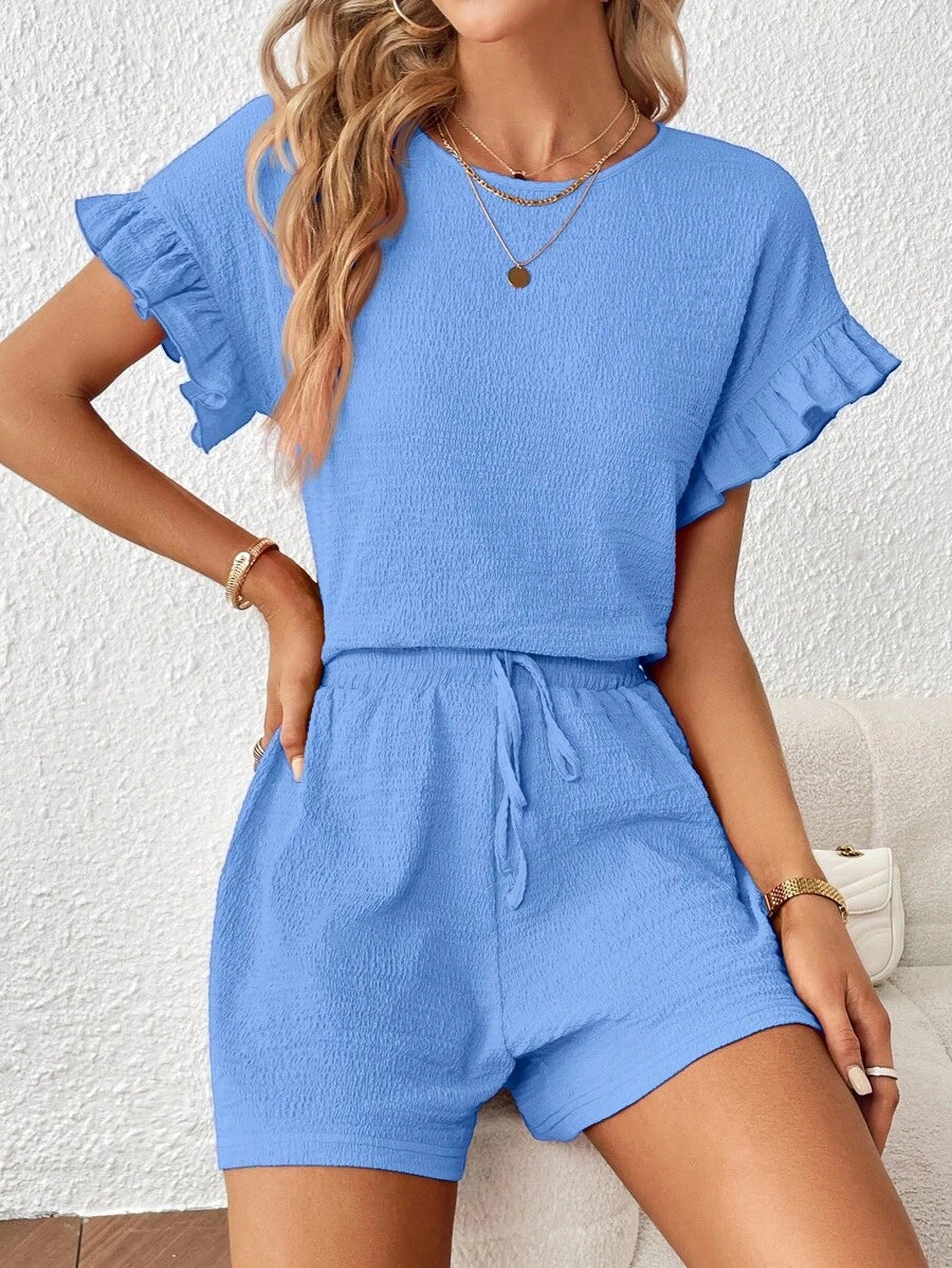 Britt | Casual set met rimpeling en knoopdetails