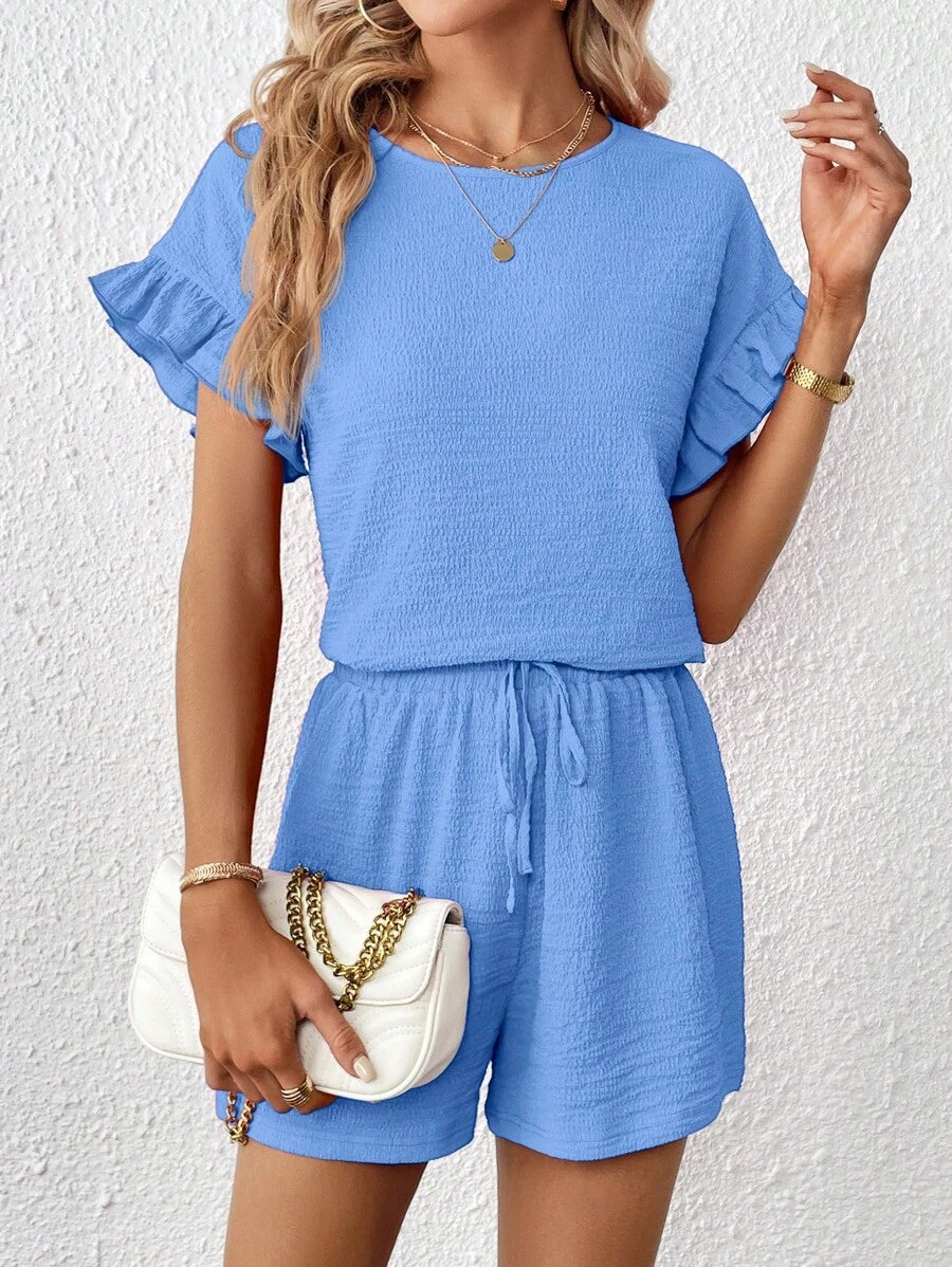 Britt | Casual set met rimpeling en knoopdetails