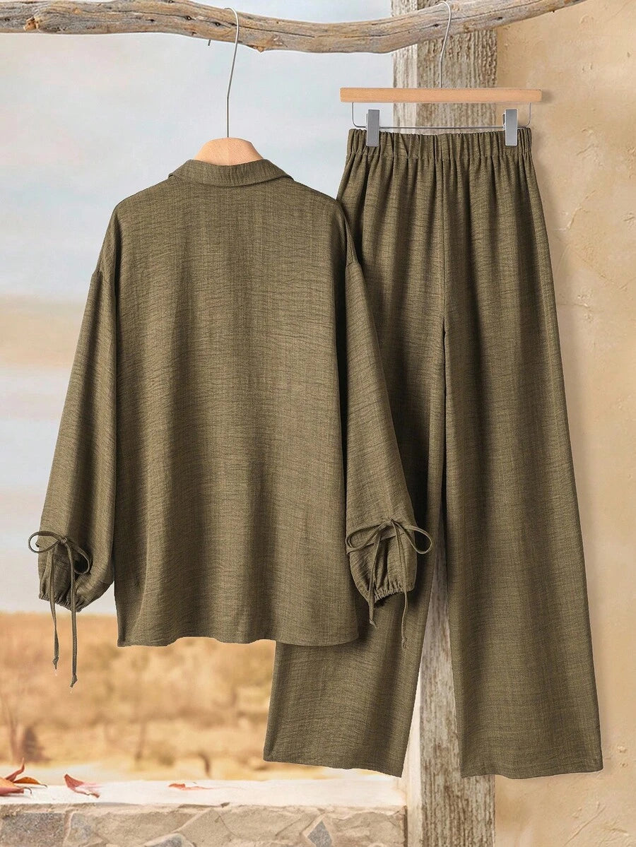 Runa | Tweedelige Set met Blouse &amp; Wijde Broek
