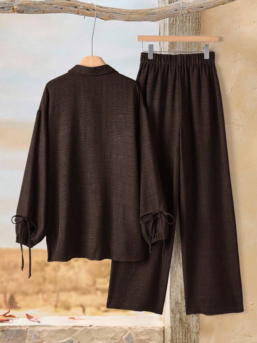 Runa | Tweedelige Set met Blouse &amp; Wijde Broek