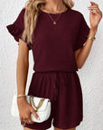 Britt | Casual set met rimpeling en knoopdetails