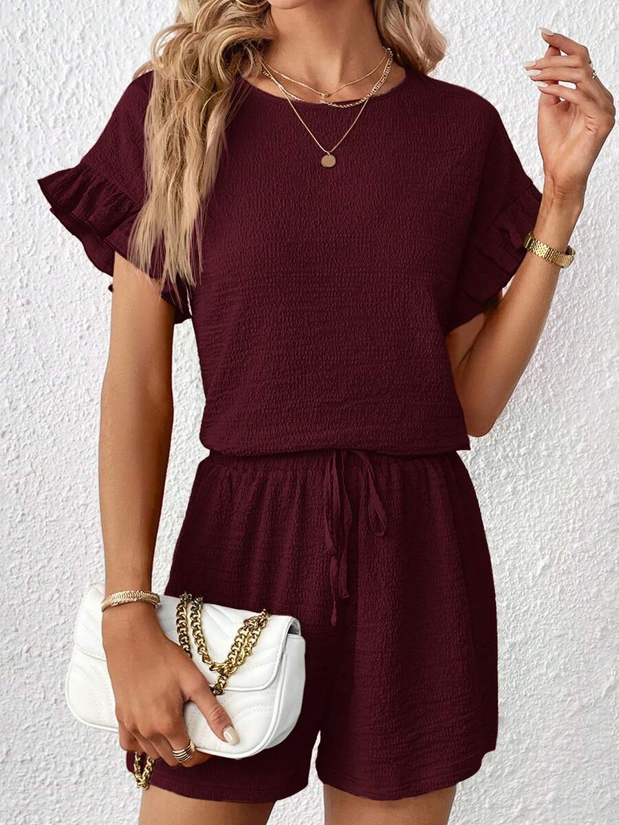 Britt | Casual set met rimpeling en knoopdetails