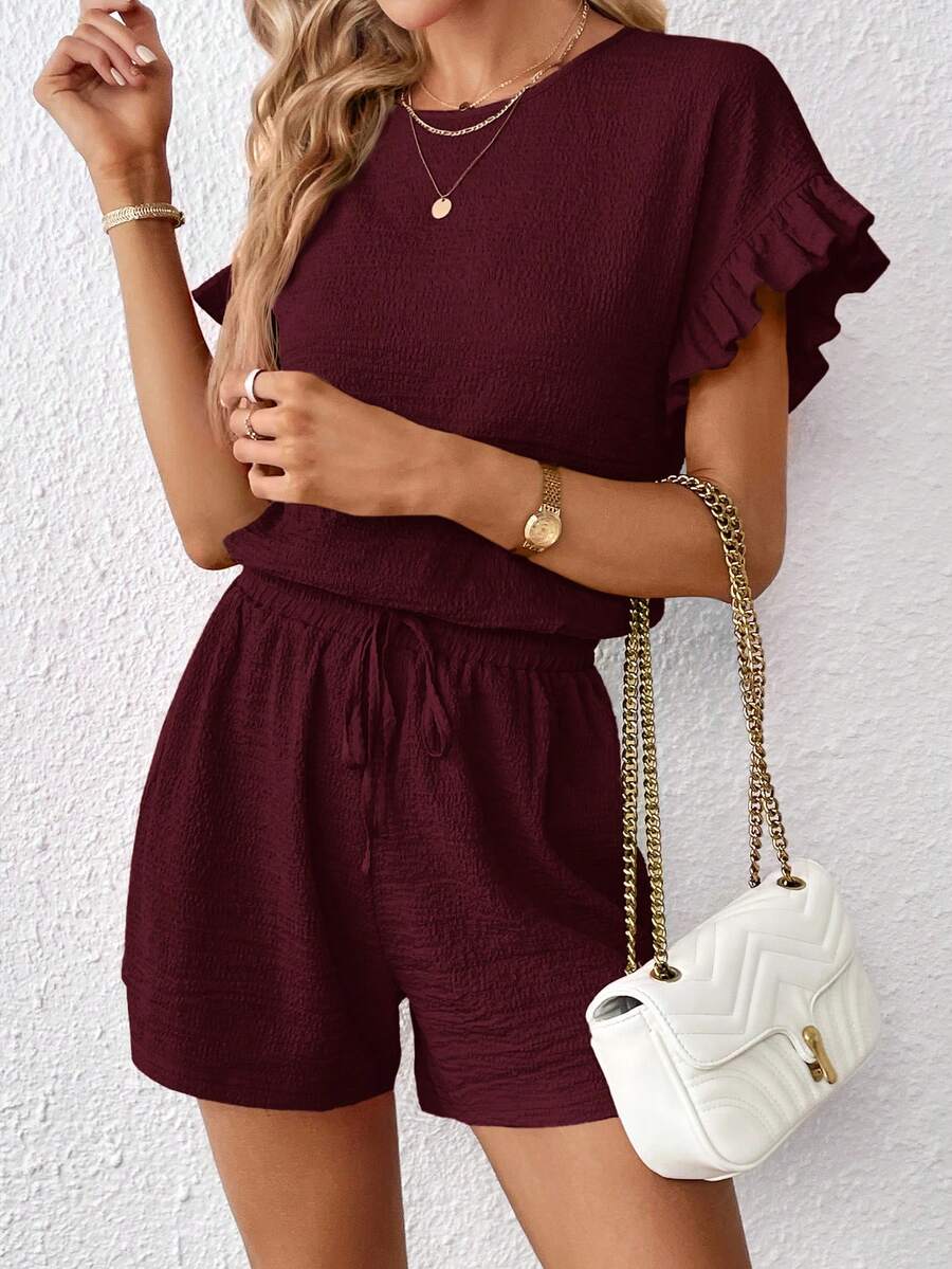 Britt | Casual set met rimpeling en knoopdetails