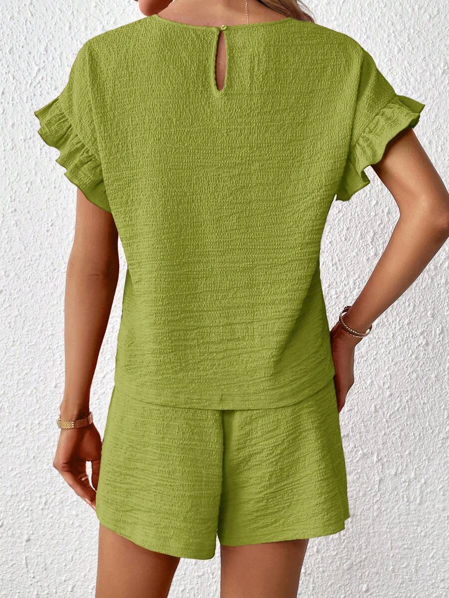 Britt | Casual set met rimpeling en knoopdetails