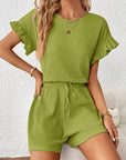 Britt | Casual set met rimpeling en knoopdetails