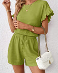 Britt | Casual set met rimpeling en knoopdetails
