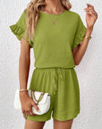 Britt | Casual set met rimpeling en knoopdetails