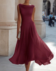 Midi-jurk van chiffon met gedrapeerde halslijn
