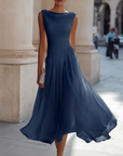 Midi-jurk van chiffon met gedrapeerde halslijn