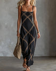 Vittoria – Geometrisch Zwart Camel Jurk