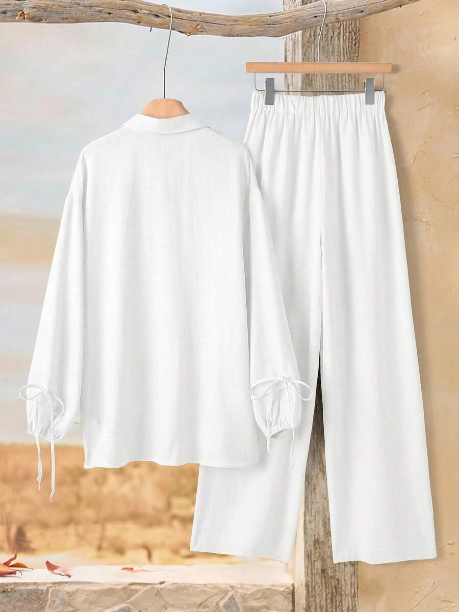Runa | Tweedelige Set met Blouse &amp; Wijde Broek