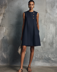 Hanny | Mouwloze Mini Jurk met Zakken