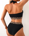 Bikini Geribbeld Leopard Kleurblok