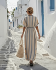 Fynna - Elegante linnen jurk met kruisband