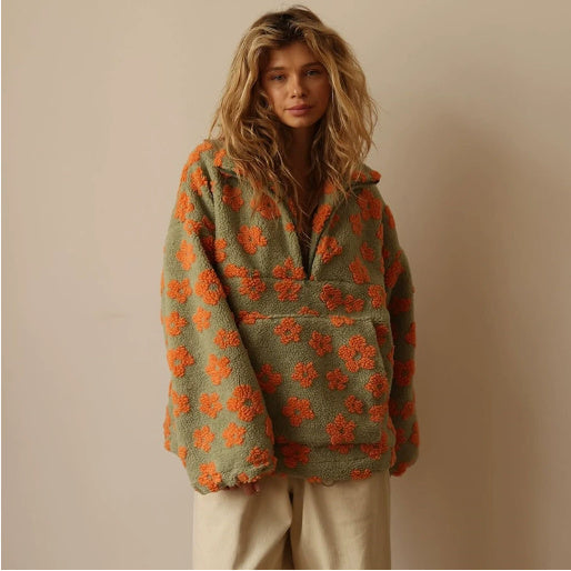 Marcia | Fleece Trui met Revers en Ritssluiting