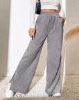 Moniek - Geribbelde Effen Kleur Casual Broek