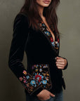 María | Geborduurd Blazer met Multicolor Bloemenprint