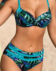 Margarida - Hoge taille bikini met bladerenpatroon