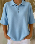 Gisela | Comfortabele Wafel Polo Blouse
