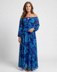 Aspen | Maxi Jurk met Ontblote Schouders en Bloemen