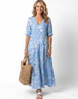 Alora | Bloemenprint Tassel Tie Midi Jurk